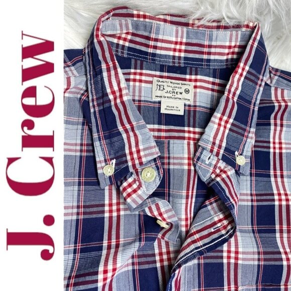 J. CREW FACTORY 100% Cotton Lightweight Summer Plaid Button Down Tailored Fit, M - Picture 4 of 9
